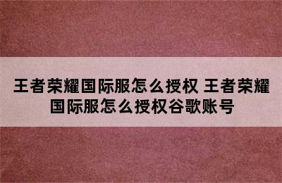 王者荣耀国际服怎么授权 王者荣耀国际服怎么授权谷歌账号